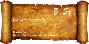 Bencz Szeráf névjegykártya